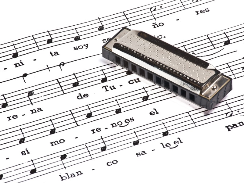 harmonica and music sheet