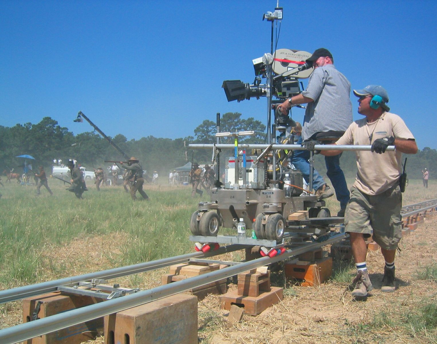 filming a movie action scene