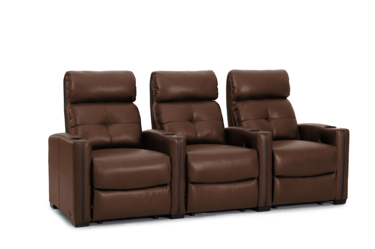3 brown recliners lined up