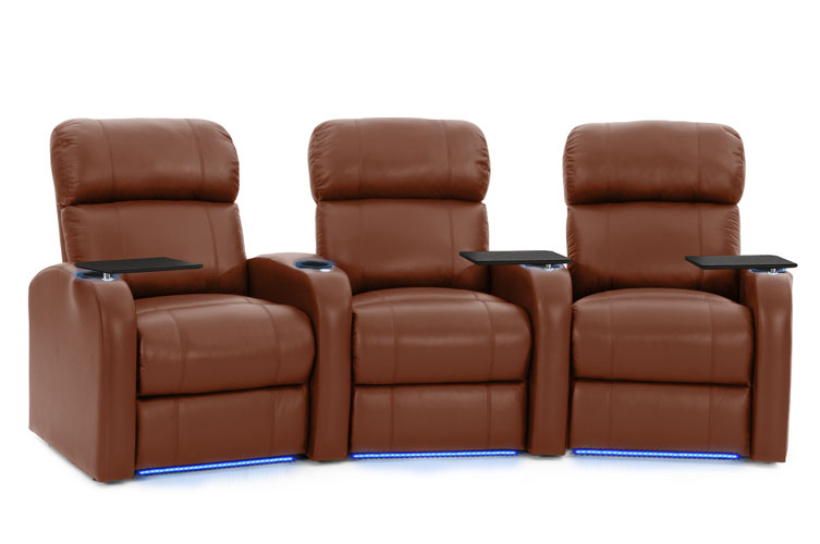 cognac recliners with lights