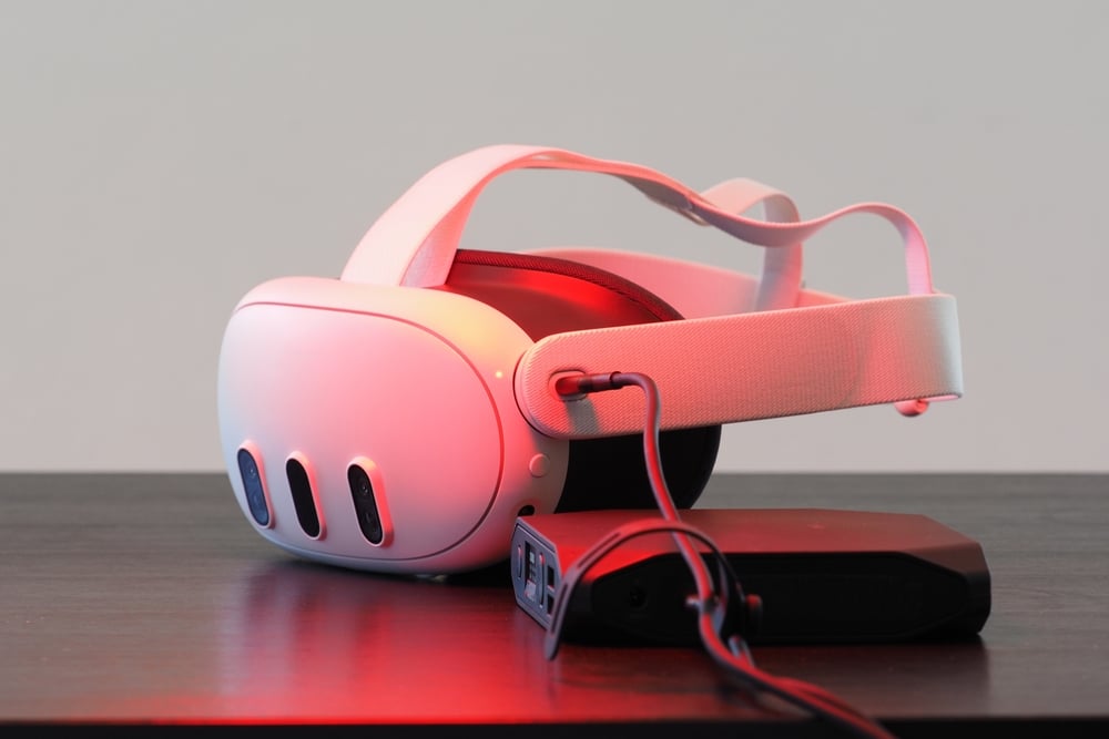 Virtual,Reality,Vr,Headset,Charging,From,External,Power,Bank.