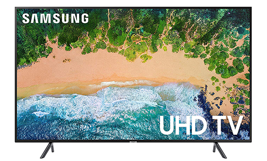 HD Samsung TV displaying a beach