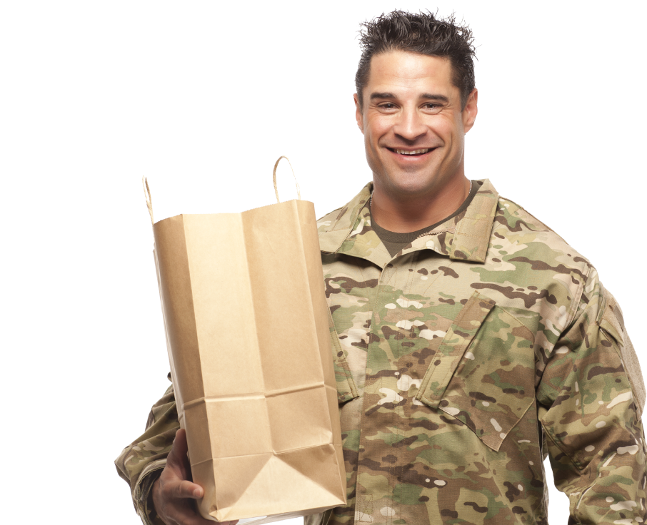 soldier with groceries