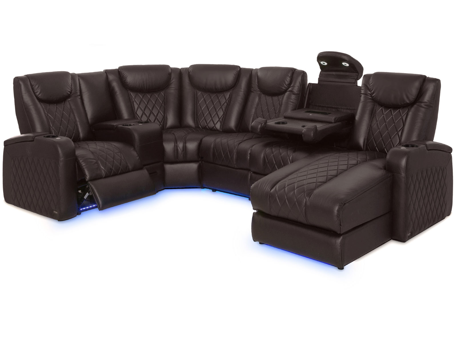 Octane Azure LHR Power Brown Sectional Tables Storage Charging