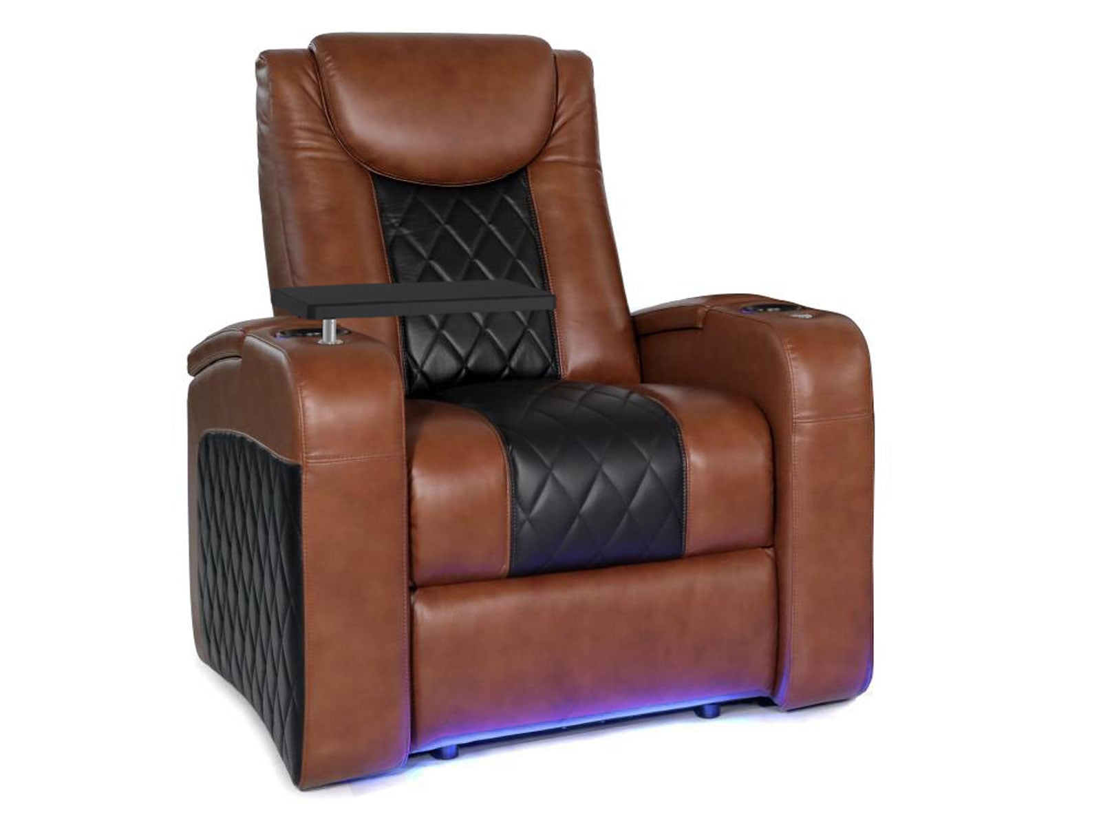 Octane Azure LHR Black and Cognac Single Recliner