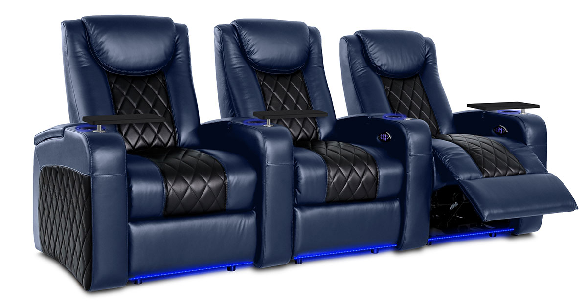 Octane Azure LHR Regatta and Black Home Theater Seating - SeatUp.com
