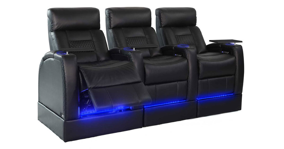 Octane Flex HR Series | Tiered Seating | Black Italian Leather - SeatUp.com