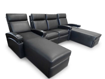 Fortress Odeon black leather media room seating