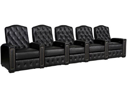 regal black leather three seat theater chair
