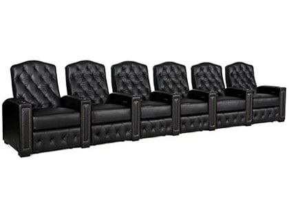 regal black leather three seat theater chair
