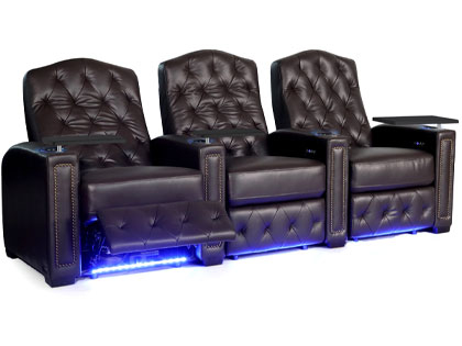 regal theater chairs in brown leather
