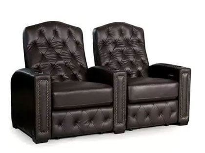 regal theater chairs in brown leather
