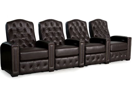 regal theater chairs in brown leather
