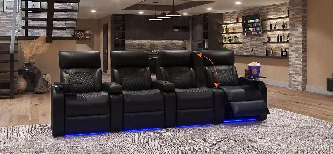 Flip-up arm home theater seating