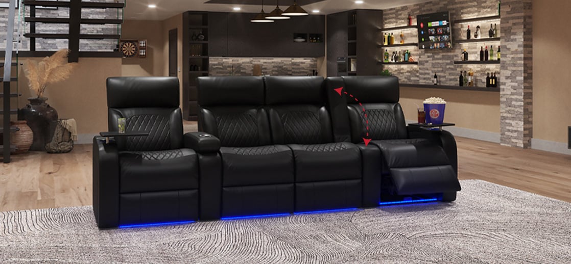Flip-up arm home theater seating