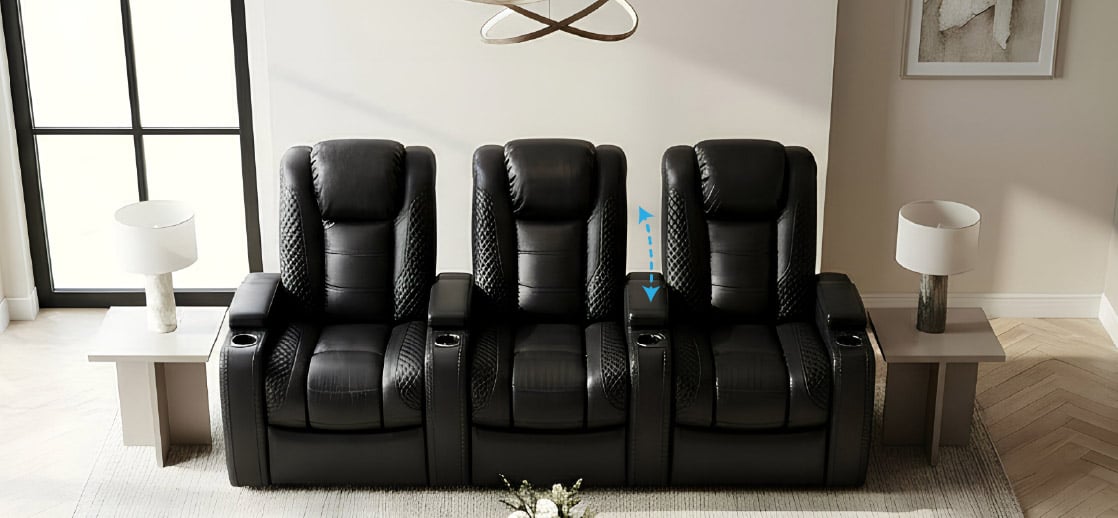 Flip-up arm home theater seating