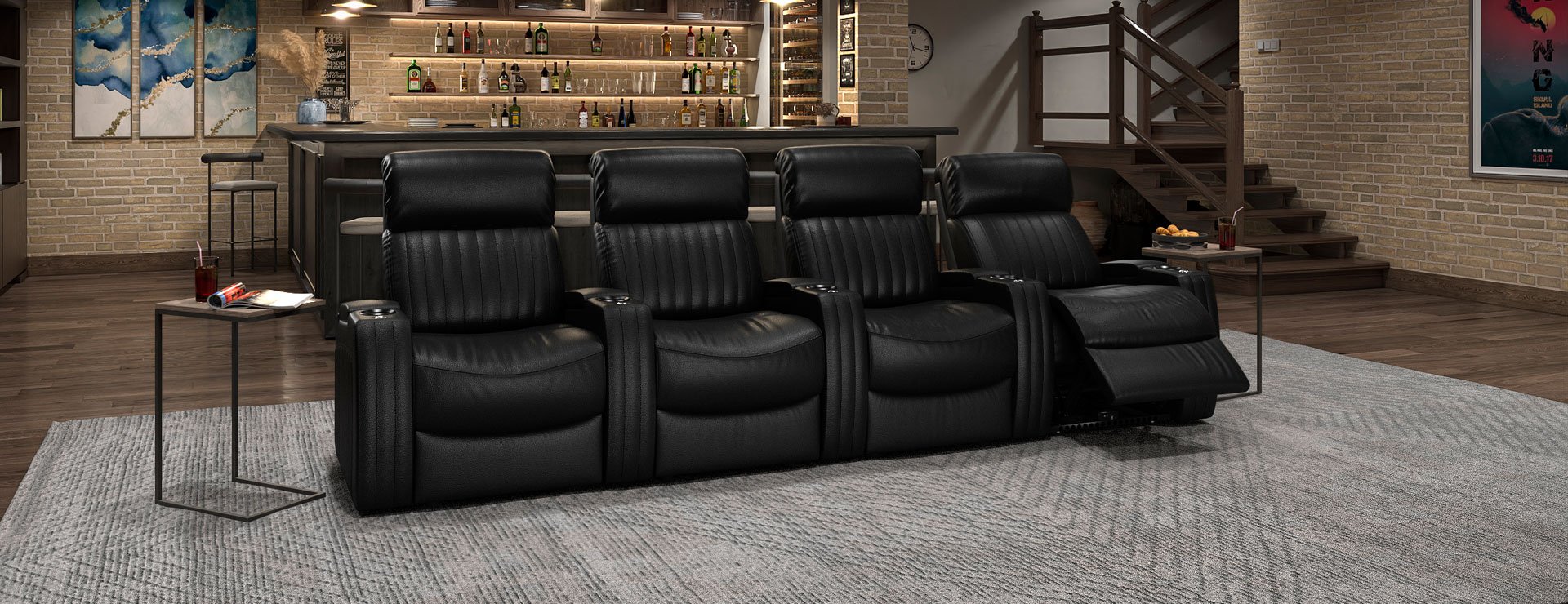 Epic LHR Massage angled 4 seat theater seating